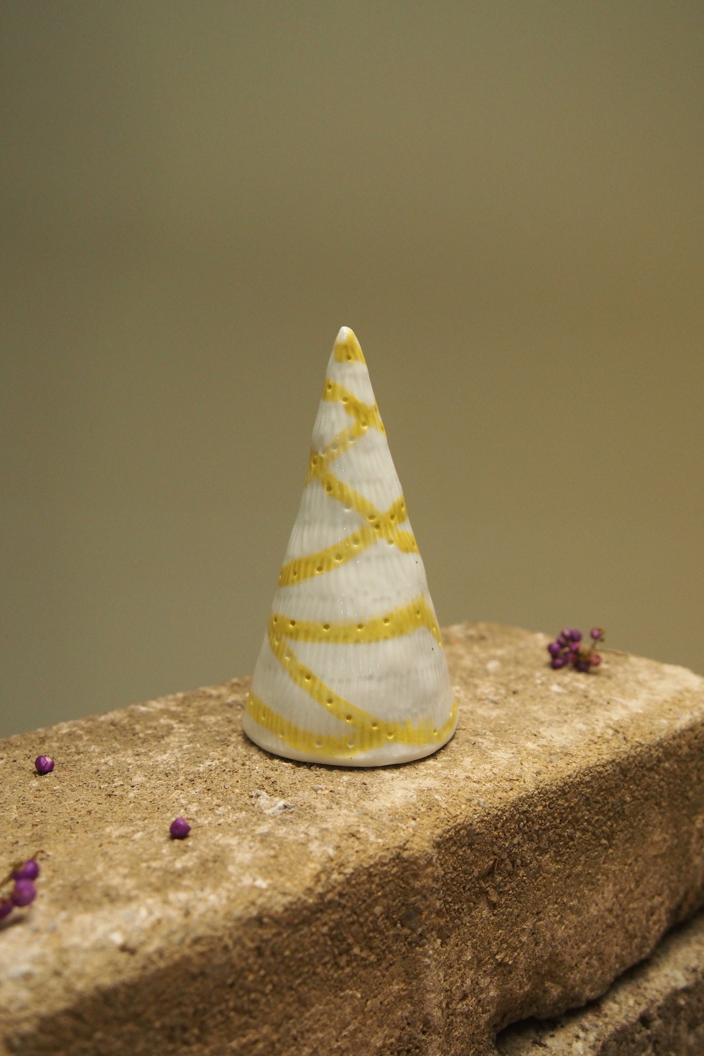 Baby Charm: Hand carved porcelain Christmas tree
