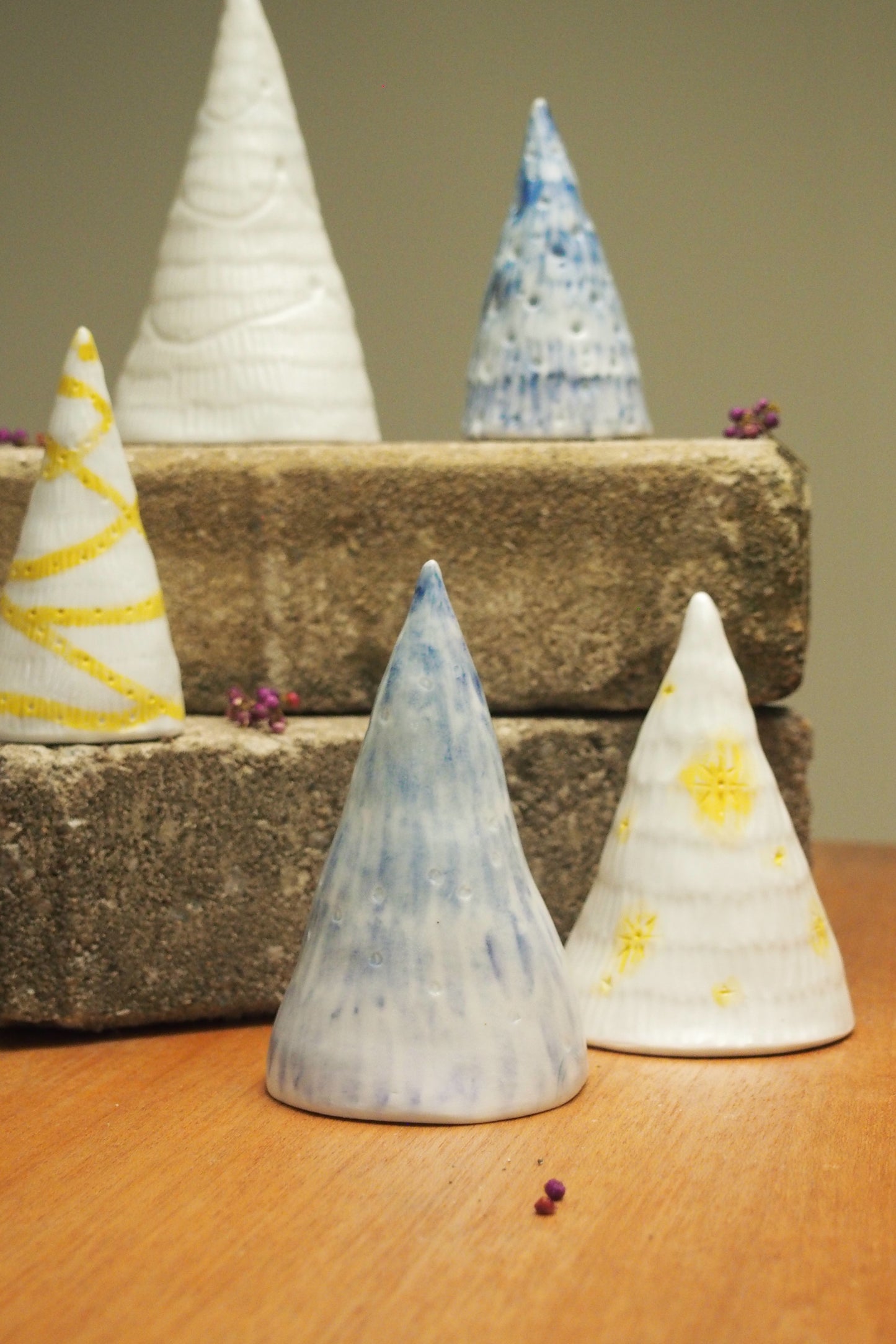 Blues: Handmade porcelain Christmas tree